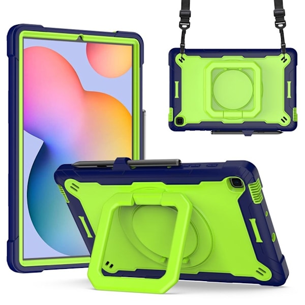 Samsung Galaxy Tab S6 Lite Rugged Skal - Marinblå och Gulgrön Blå