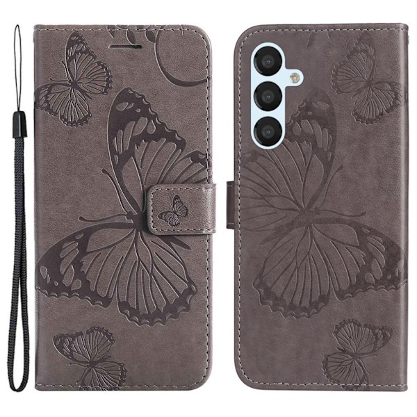 Samsung Galaxy A54 5G fodral med ett fjärilstryck - Grått grå