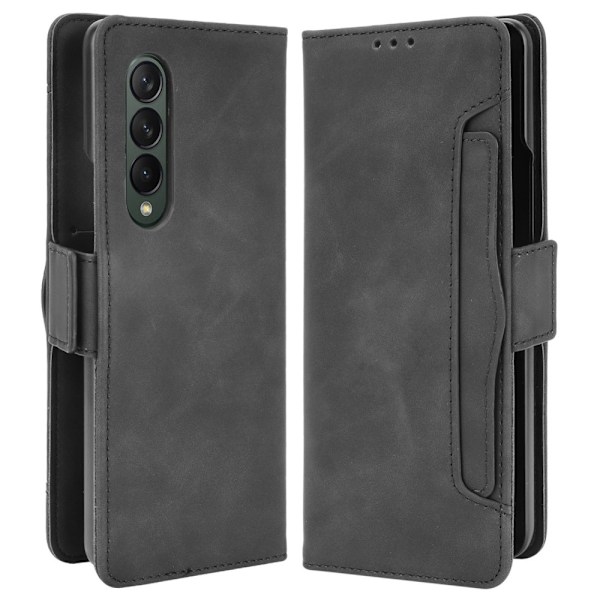 Samsung Galaxy Z Fold4 5G Stand Premium Plånboksfodral - Svart Svart