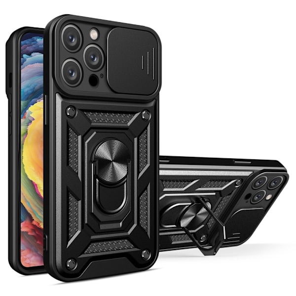Camera Protection Skal med Ringhållare till iPhone 14 Pro Max - Svart Svart