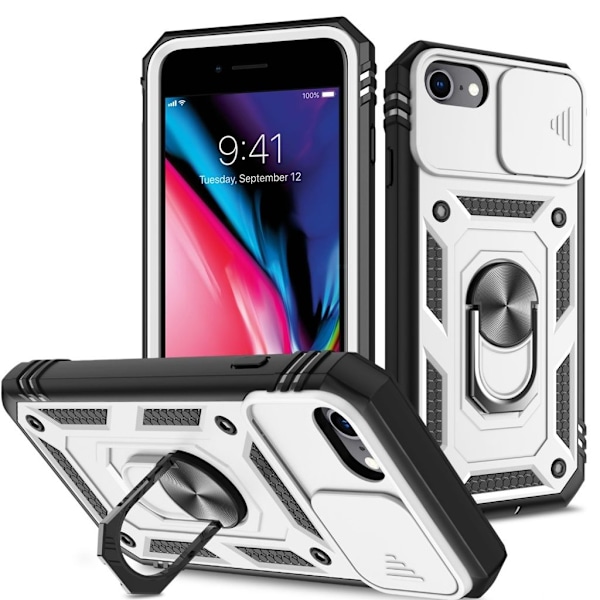 Stöttåligt iPhone SE etc. skal - Svart- Vitt Vit