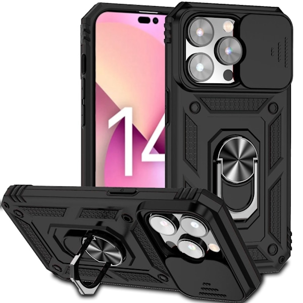 iPhone 14 Pro Max Hard PC + Soft TPU Skal - Svart Svart