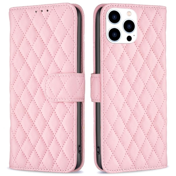 Vadderat iPhone 14 Pro premium plånboksfodral - Rosa Rosa