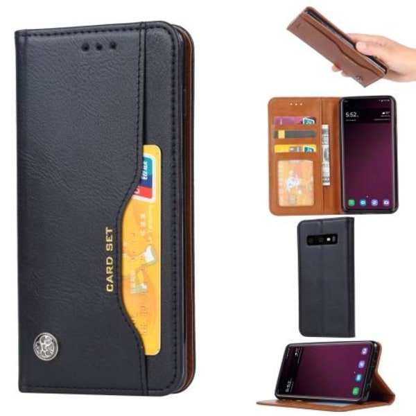 Plånboksfodral Retro för Samsung Galaxy S10 - Svart Svart