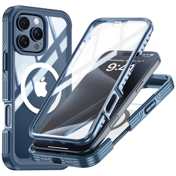 iPhone 16 Pro Max Fodral med skärmskydd - Mörkblå Mörkblå