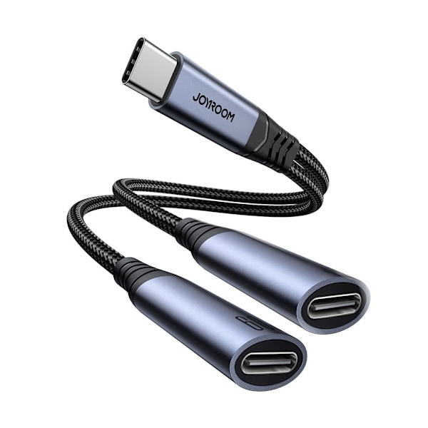 Joyroom 2-i-1 ljudadapter USB-C till Dual USB-C-kabel - Svart Svart