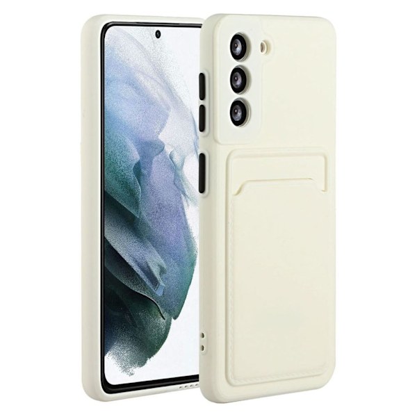 Samsung Galaxy S21 FE TPU-skal med en korthållare - Vit Vit