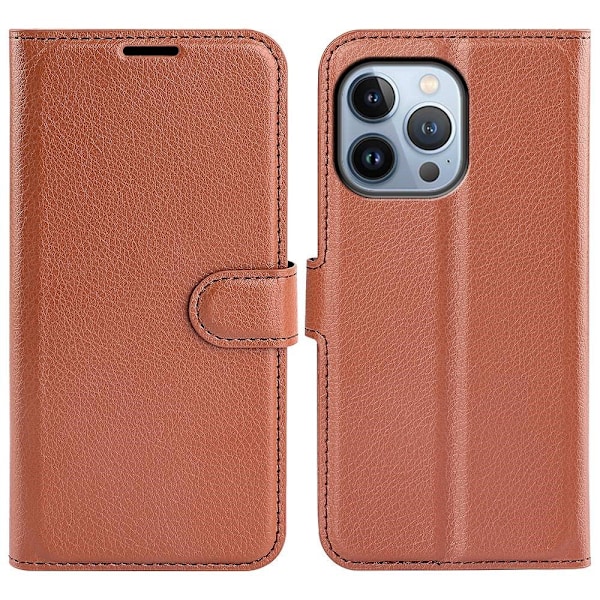Litchi iPhone 14 Pro Max Flipfodral - Brun Brun