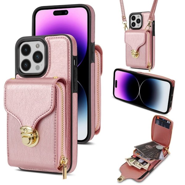 iPhone 16 Pro Max Skal med Väska - Roséguld Rosa