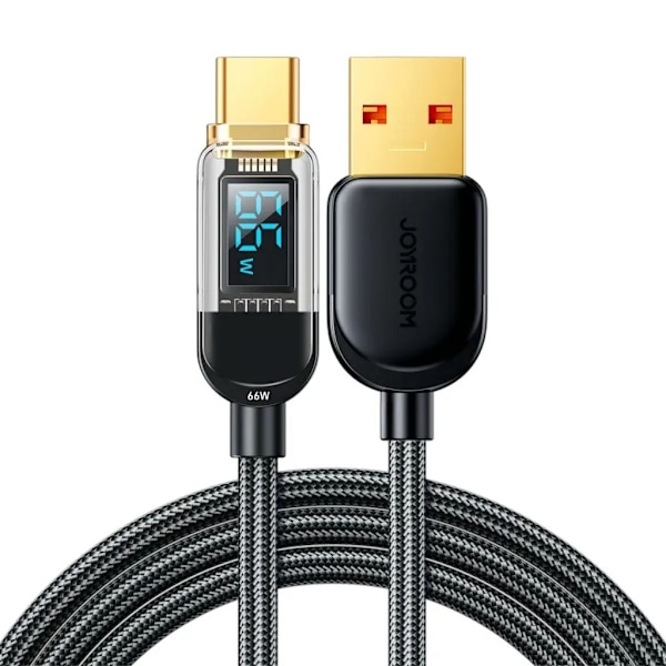 Joyroom USB-A till USB-C Kabel med Display 66W, 1.2m - Svart Svart