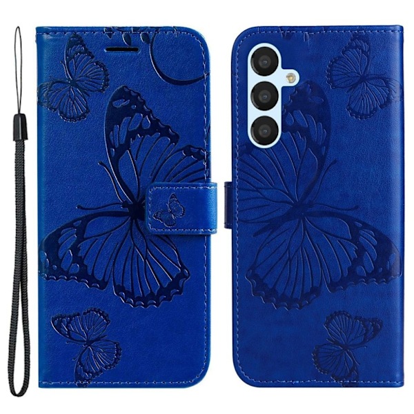 Samsung Galaxy A54 5G fodral med ett fjärilstryck - Blått Blå