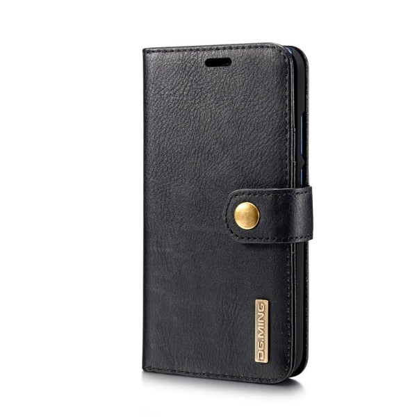 DG.MING Plånboksfodral 2-i-1 Split Leather för Huawei P20 Lite - Svart