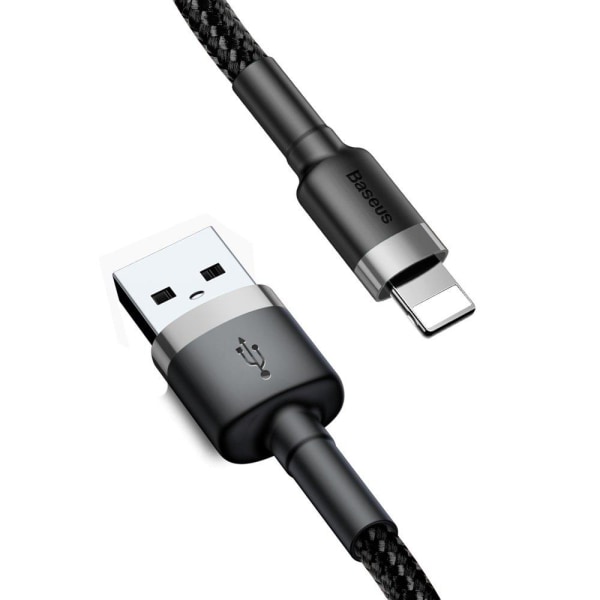 Baseus Cafule USB till Lightning, 2.4A, 0,5m - Grå/Svart Svart