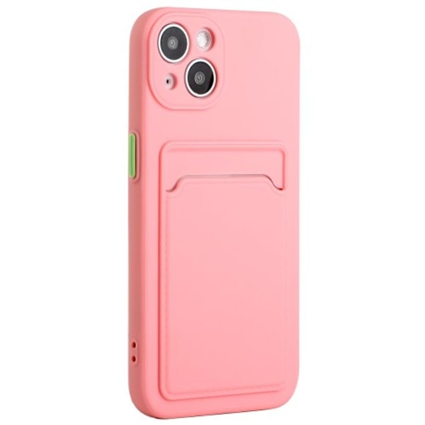 iPhone 15 TPU-skal med korthållare - Rosa Rosa