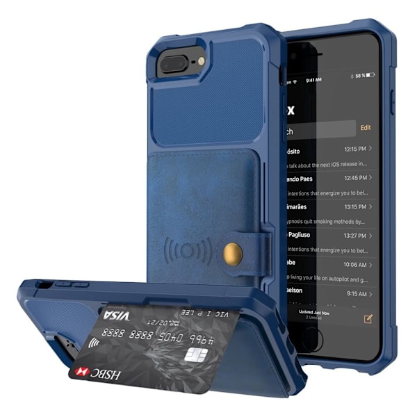 IPhone 8 Plus etc. skal med en plånbok - Blått Blå