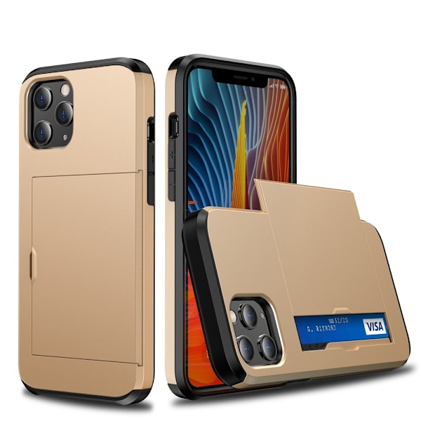 Skal med Korthållare för iPhone 12/12 Pro - Guld Guld