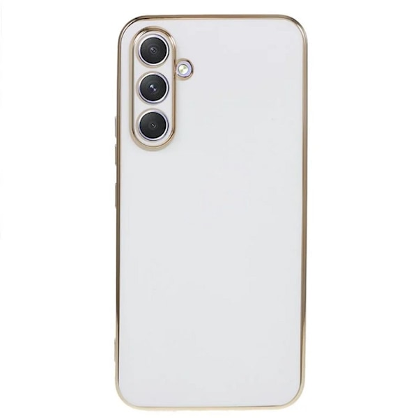 Samsung Galaxy S25 Skal med gulddetaljer - Vit Guld
