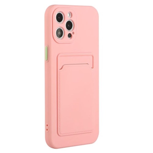 iPhone 15 Pro TPU-skal med korthållare - Rosa Rosa