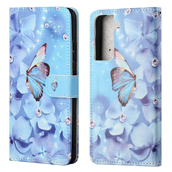 Samsung Galaxy S21 FE premium plånboksfodral - Butterfly and Flower