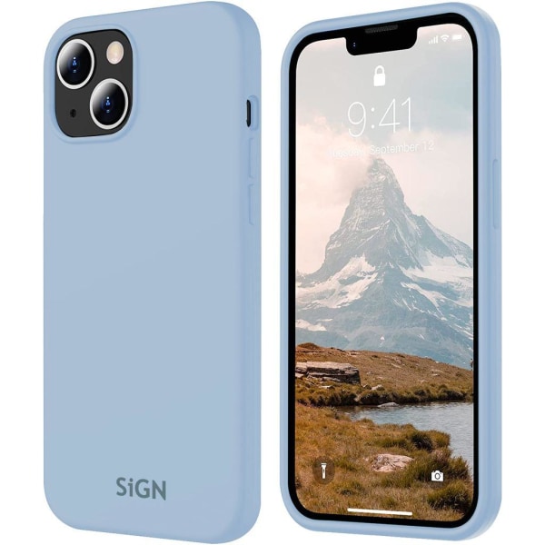 SiGN Liquid Silicone Case för iPhone 15 plus - Ljusblå Blå