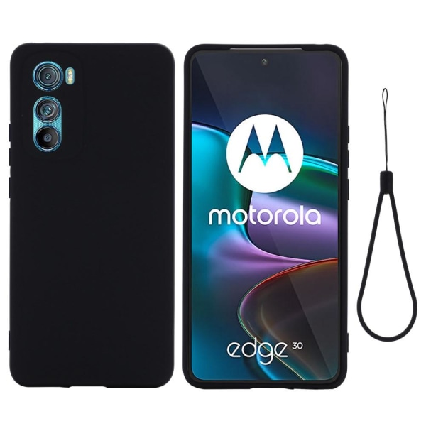 Motorola Edge 30 5G Mjukt Silikon Skal med rem - Svart Svart
