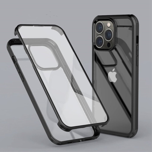 iPhone 14 Pro Max 2-in-1 skal i härdat glas - Svart Svart