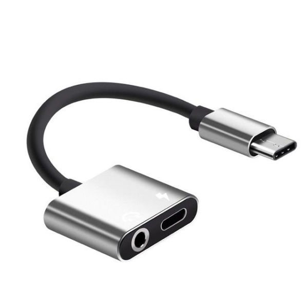 Adapter USB-C - 3,5 mm - USB-C Ladda & lyssna - Silver Silver