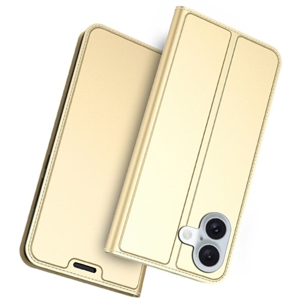 iPhone 16 Fodral med Kortplats och Stativ - Guld Guld