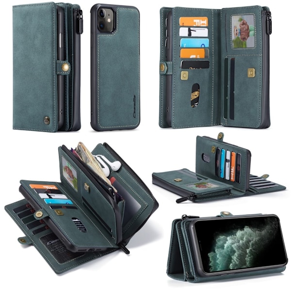 CASEME 2-i-1 XL Plånboksfodral + Avtagbart Skal för iPhone 11 & XR - Grön Grön