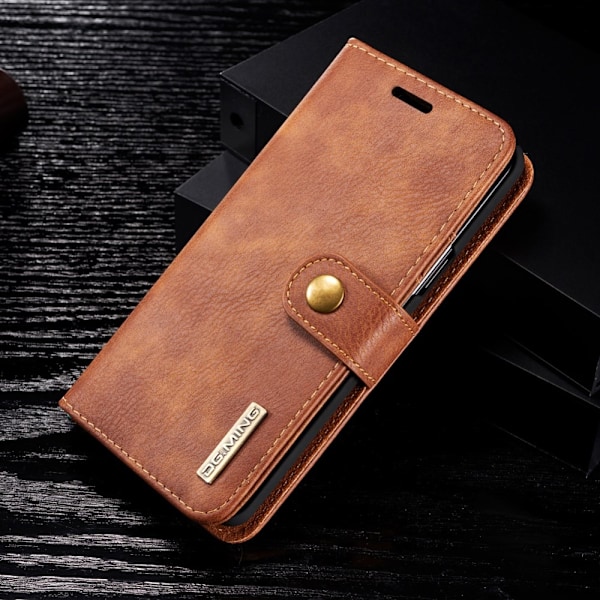 DG.MING Plånboksfodral 2-i-1 Split Leather för Samsung Galaxy S9 - Brun Brun