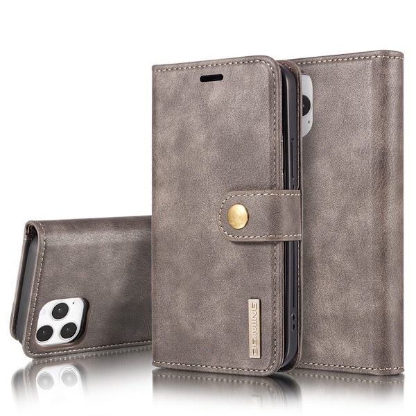DG.MING 2-in-1 Plånboksfodral för iPhone 13 Pro - Coffee Brun