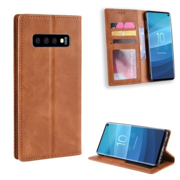 Vintage Plånboksfodral till Samsung Galaxy S10 - Brun Brun