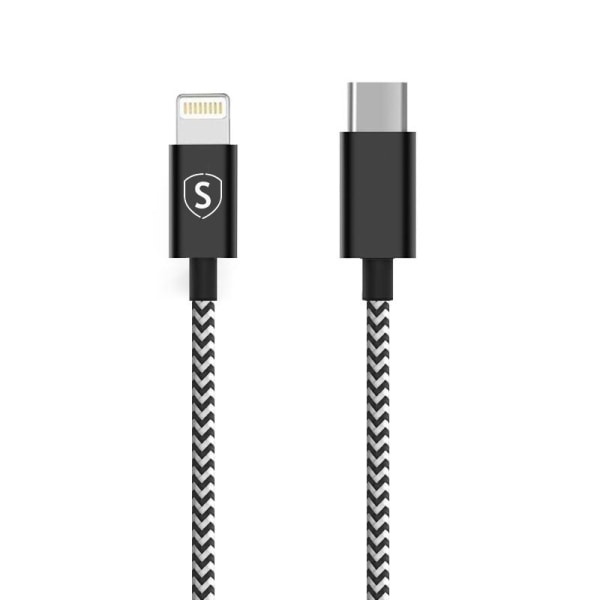 SiGN Skin USB-C till Lightning Kabel 2.4A, 0.25m - Svart/Vit Svart