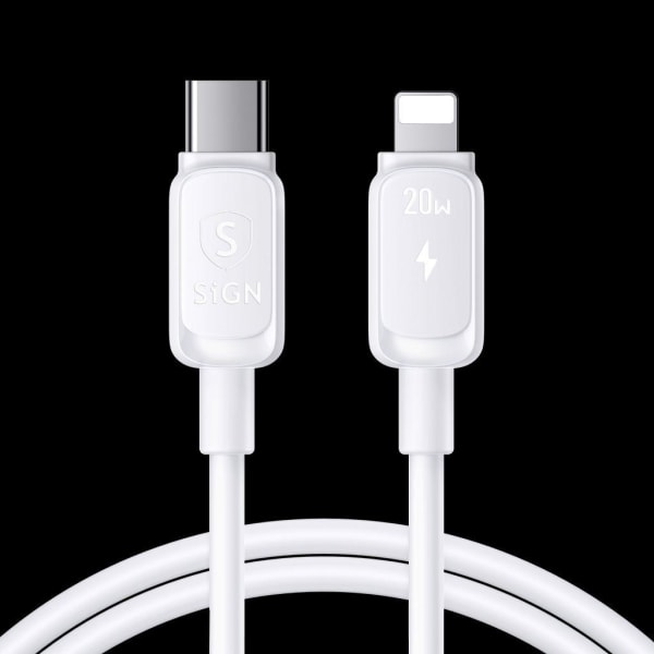 SiGN USB-C till Lightning Kabel 20W, 3m - Vit Vit
