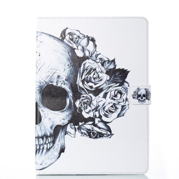 Läderfodral till iPad 9.7 2017, Dödskalle & blommor Skull & Flowers