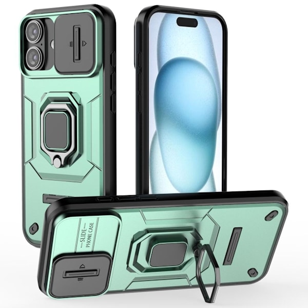 iPhone 16 Plus Skal med ring - Grön Grön