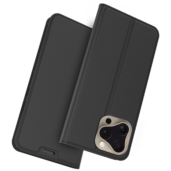 iPhone 16 Pro Max Fodral med Kortplats och Stativ - Svart Svart