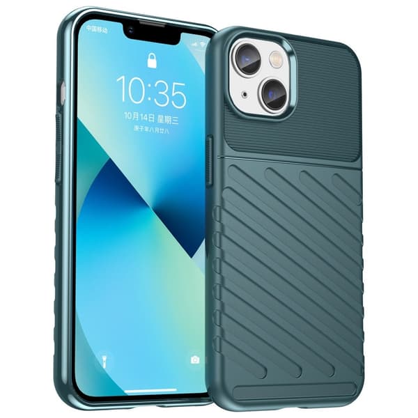 iPhone 14 Plus Thunder Series Twill Texture Skal - Grön Grön