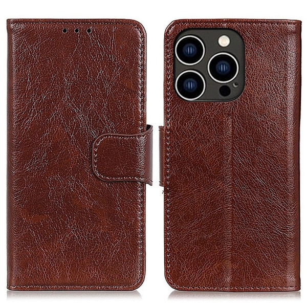 Split Leather Nappa Fodral för iPhone 14 Pro - Brun Brun