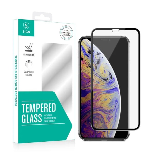 SiGN Skärmskydd i Härdat Glas för iPhone 11 Pro- X-XS med Monter X-XS med Monteringsram