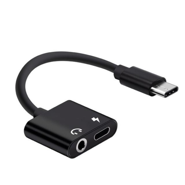 Adapter USB-C - 3,5 mm - USB-C Ladda & lyssna - Svart Svart