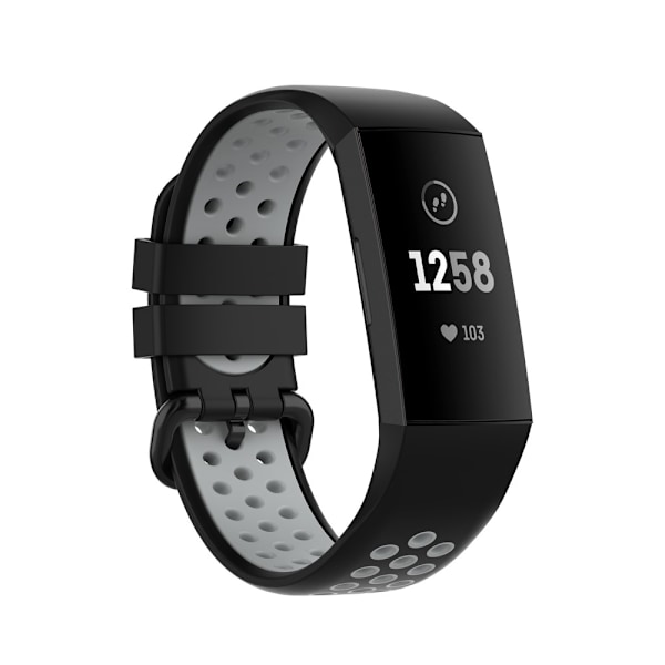 Bi-Color Silikonarmband för Fitbit Charge 4/4 SE/3/3 SE - Svart/Grå grå