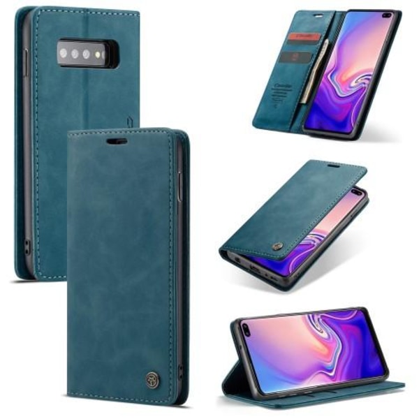 CASEME Plånboksfodral för Samsung Galax S10 Plus - Blå Blå