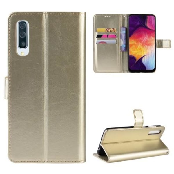 Crazy Horse Plånboksfodral till Samsung Galaxy A50 - Guld Guld