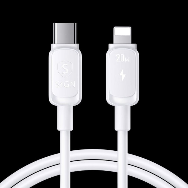 SiGN USB-C till Lightning Kabel 20W, 0.25m - Vit Vit