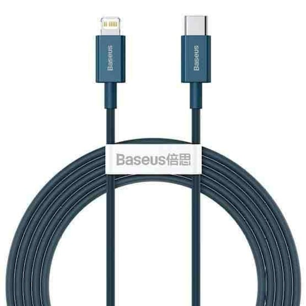 Baseus Superior Fast Charge USB-C till Lightning Kabel, 20W, 2m - Blå Blå