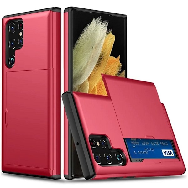 Samsung Galaxy S25 Ultra Skal med kortplats - Röd Röd