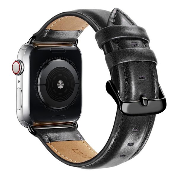 Apple Watch Ultra/Ultra 2 49mm etc Klockarmband i Läder - Svart Svart