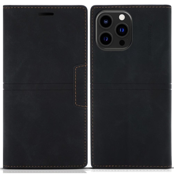 Magnetiskt iPhone 14 Pro premium plånboksfodral - Svart Svart