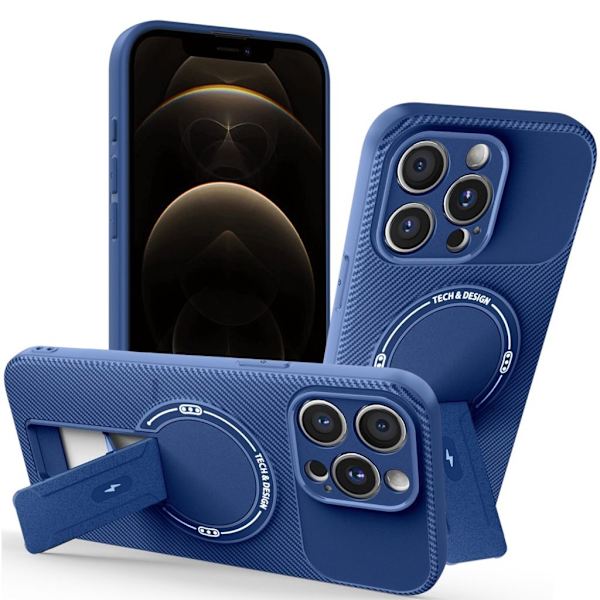 iPhone 12 Pro Max Skal med Stativ - Blå Blå